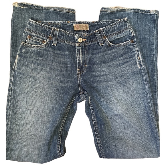 BKE Denim - BKE 1967 Denim Mindi Jeans 27x31.5” “Mom” Style Medium Blue Size 27 Frayed.